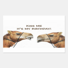 Camels Kissing Funny Sticker Rektangulärt Klistermärke