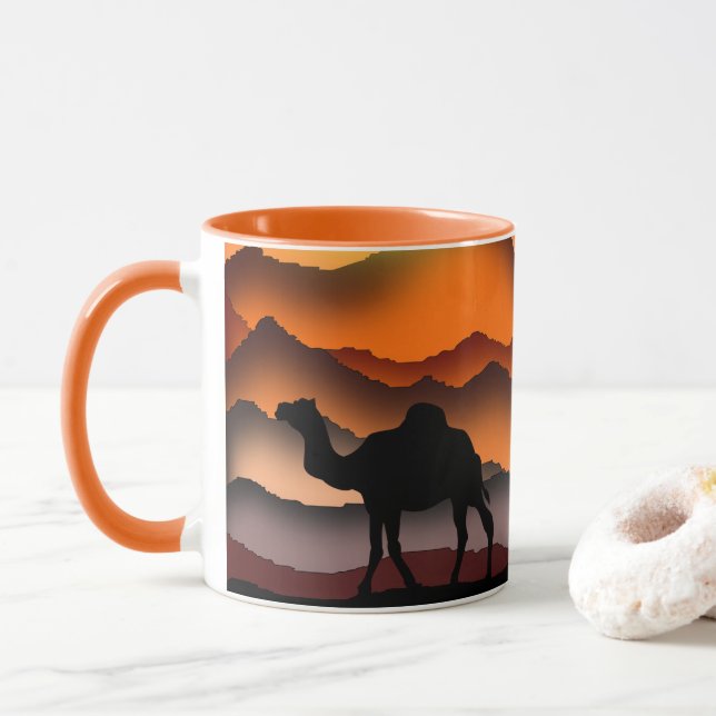Camels Silhouette - Desert Sunset - Painting Mugg (Med munk)