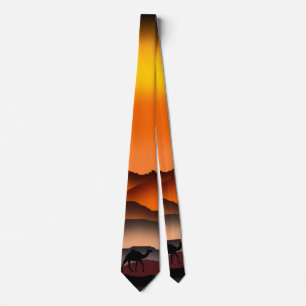 Camels Silhouette i Desert Sunset Neck Tie Slips
