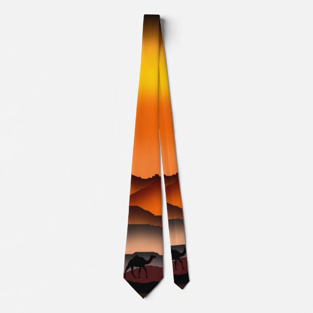 Camels Silhouette i Desert Sunset Neck Tie Slips (Framsida)