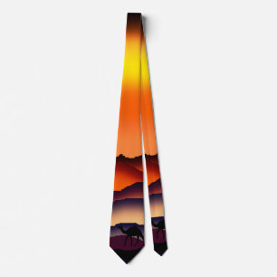 Camels Silhouette vid Desert Sunset Neck Tie Slips