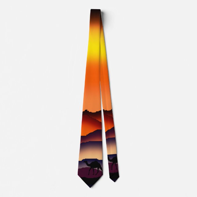 Camels Silhouette vid Desert Sunset Neck Tie Slips (Framsida)