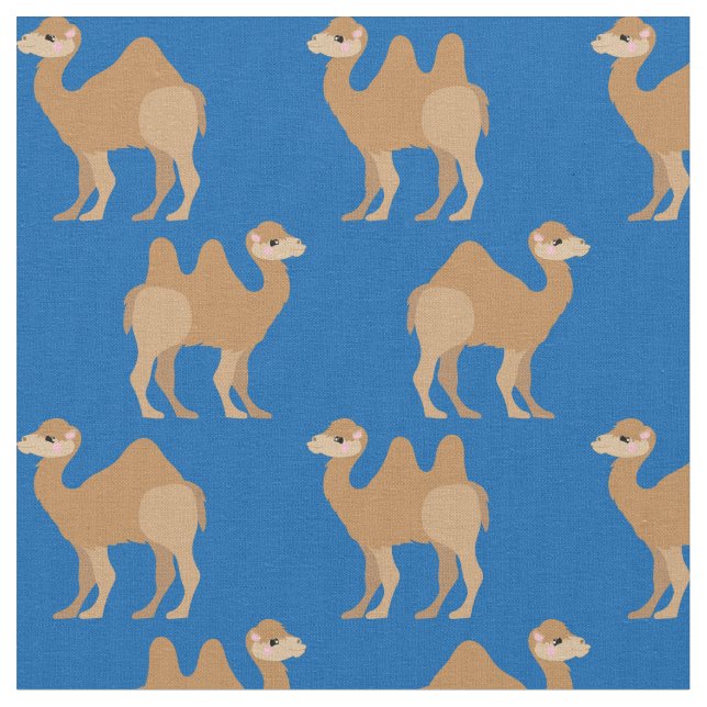 Camels Skriv ut Fabric Blue Tyg (Närbild)