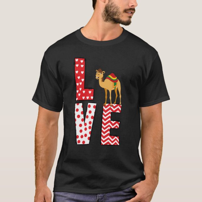 Camels Valentines Day Love Valentine Cute Hearts T Shirt (Framsida)