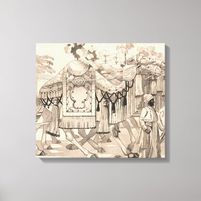 Camels Walking Dsed in Costume Canvastryck (Framsida)