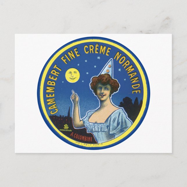 Camembert Bra Creme Normandie Label Vykort (Framsida)