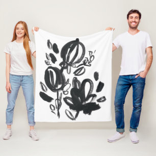 Cameo Bloom - svartvitt Fleecefilt