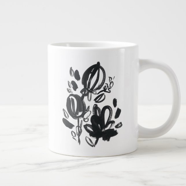 Cameo Bloom - Svartvitt Jumbo Mugg (Höger)