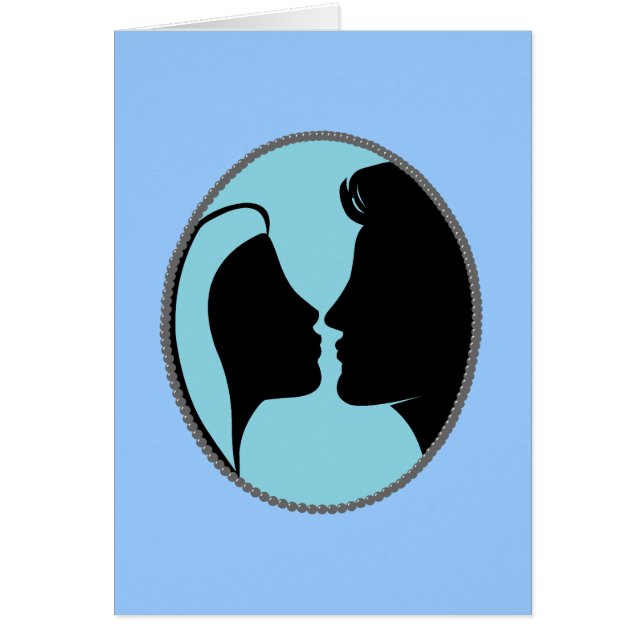 Cameo Kiss Silhouette Hälsningskort (Framsidan)