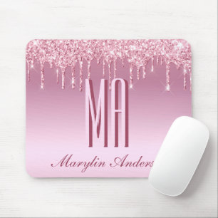 CAMEO ROSA GLITTER DRIP CURSIVE NAMN MONOGRAM MUSMATTA