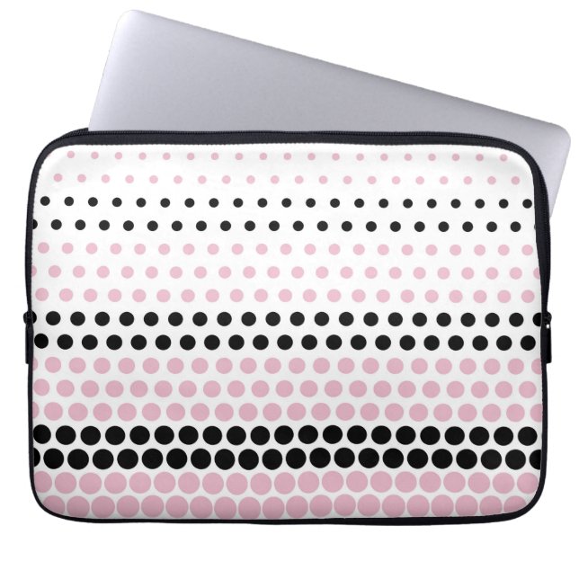 Cameo Rosa och svart Polka Dot Laptop Fodral (Framsidan)