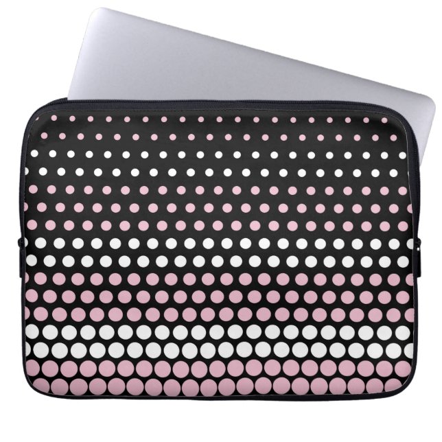 Cameo Rosa och White Polka Dot Laptop Sleeve (Framsidan)