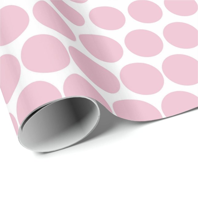 Cameo Rosa Polka Dot Modern White Presentpapper (Rullad Hörn)