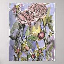 Cameo Rosor Vinterträdgård Blommor Målning