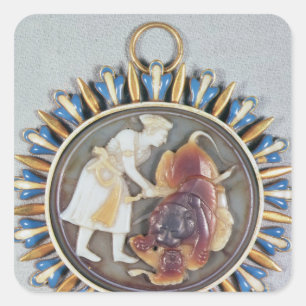 Cameo som skildrar kejsare Shah Jahan som dödade l Fyrkantigt Klistermärke