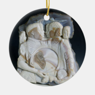 Cameo som visar Cosimo de Medici (1519-74) och Julgransprydnad Keramik