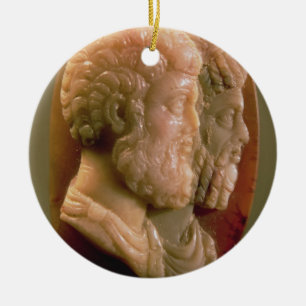 Cameo som visar Marcus Aurelius (121-180) och Luci Julgransprydnad Keramik
