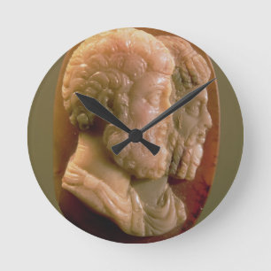 Cameo som visar Marcus Aurelius (121-180) och Luci Rund Klocka