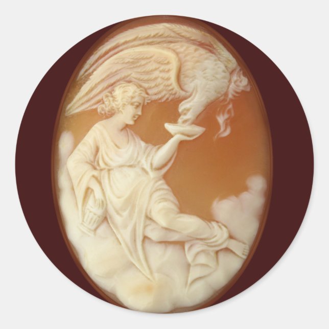 Cameo Sticker Runt Klistermärke (Framsida)