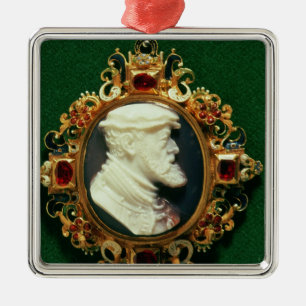 Cameo uthärda porträtt av Charles mig av Spanien Julgransprydnad Metall
