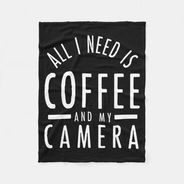 Camera &amp; Coffee - Funny Photography Quote Phot Fleecefilt (Framsidan)