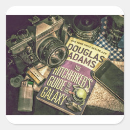 Camera Bok Cell Mobil Postcross Fyrkantigt Klistermärke