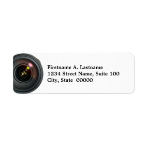 Camera Lens-Adressetiketter Returadress Etikett