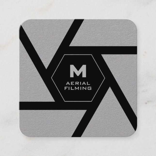 Camera lens gray drone fyrkantigt visitkort (Framsida)