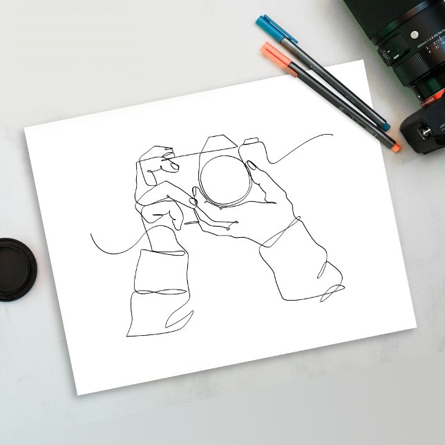 Camera Line Art | En linjeartikel | Poster (studio roof wall art | unique modern wall art | white wall art | digital art drawing | black | white)
