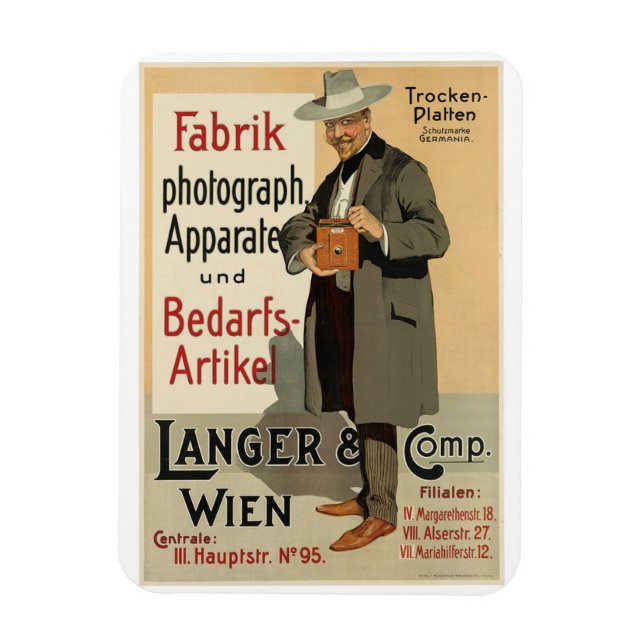 Camera Photography Ad, Wien, Österrikes Vintage Po Magnet (Vertikal)