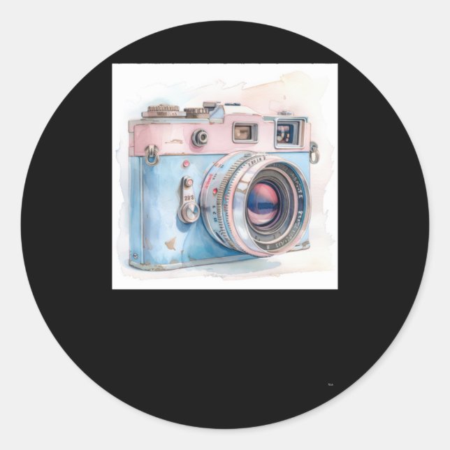 Camera Sticker Runt Klistermärke (Framsida)