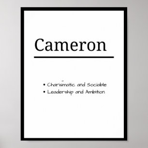 Cameron, Boy Personalized Namndefinition Poster