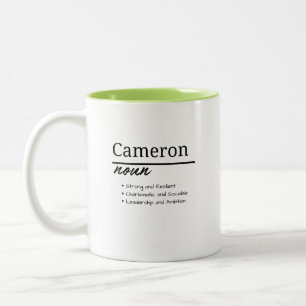 Cameron, Boy Personalized Namndefinition Två-Tonad Mugg