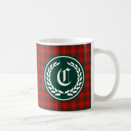 Cameron Family Red och Grönt Tartan Monogram Kaffemugg