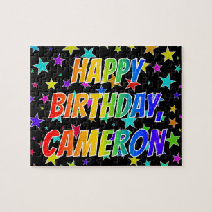’CAMERON’ First Namn, Roligt ’GRATTIS PÅ FÖDELSEDA Pussel