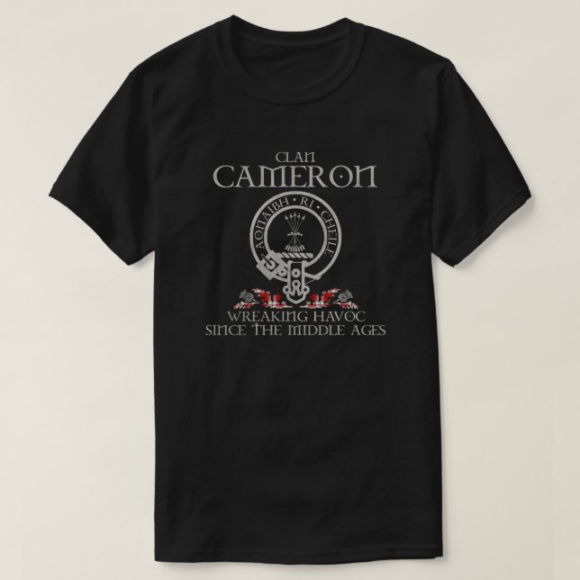 Cameron Hose Klan vapensköld Scottish surname tart T Shirt (Design framsida)