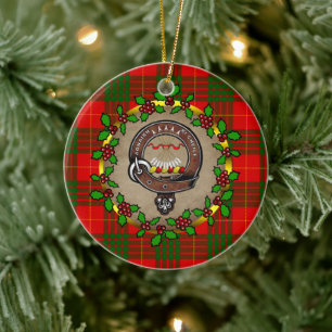 Cameron Klan Badge & Tartan Personlig Julafton Julgransprydnad Keramik