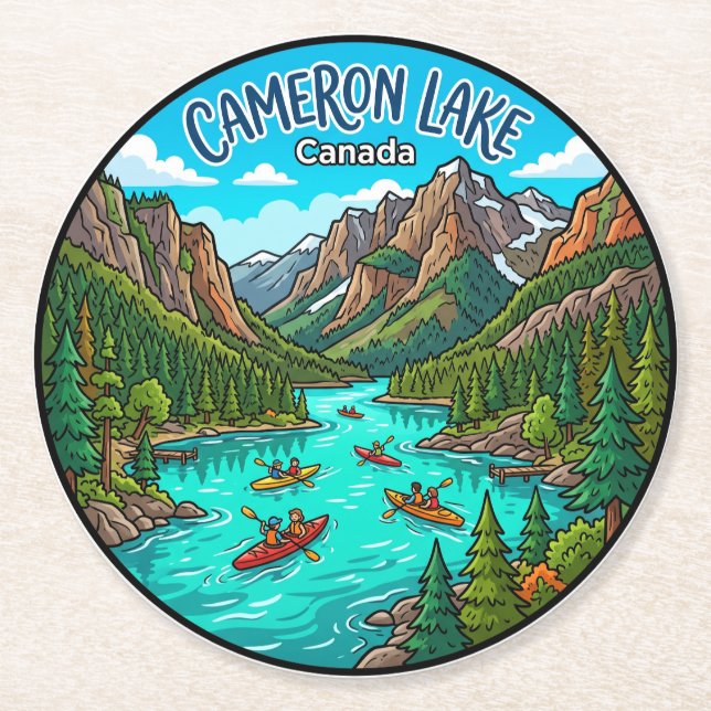 Cameron Lake Kanada Underlägg Papper Rund (Framsidan)