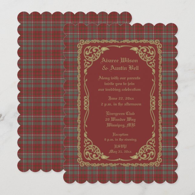 Cameron Lochiel Scottish Tartan Inbjudningar (Fram/baksida)