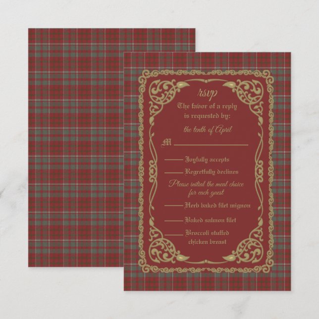 Cameron Lochiel Weasted Tartan Responcard Card OSA Kort (Fram/baksida)