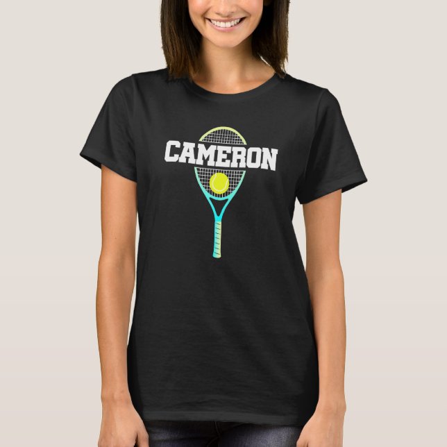 Cameron Namn tennis Player Boys Boll och Racket Sp T Shirt (Framsida)