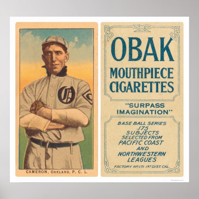 Cameron Oakland Baseball 1910 Poster (Framsidan)