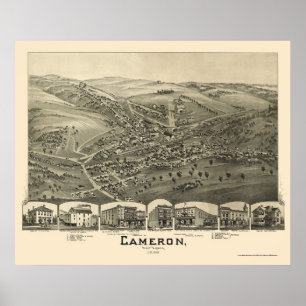 Cameron panorama- karta för WV - 1899 Poster