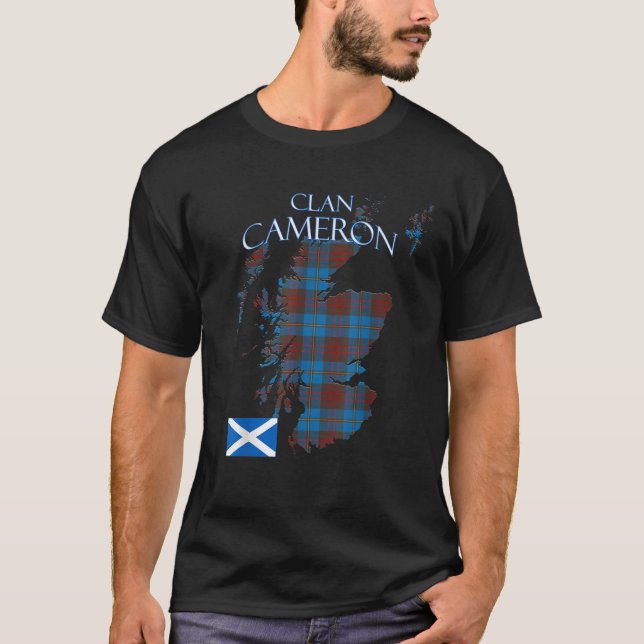 Cameron Scottish Klan Tartan Scotland T Shirt (Framsida)