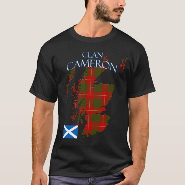 Cameron Scottish Klan Tartan Scotland T Shirt (Framsida)