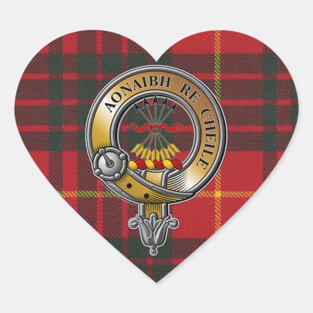 Cameron Tartan & Badge Hjärtformat Klistermärke (Framsida)