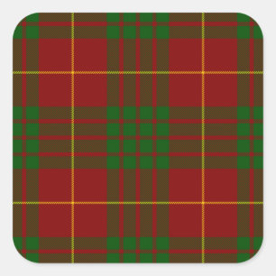 Cameron tartan Red grönt plaid Fyrkantigt Klistermärke
