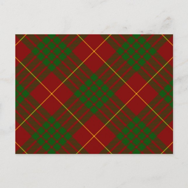 Cameron tartan Red grönt plaid Vykort (Framsida)