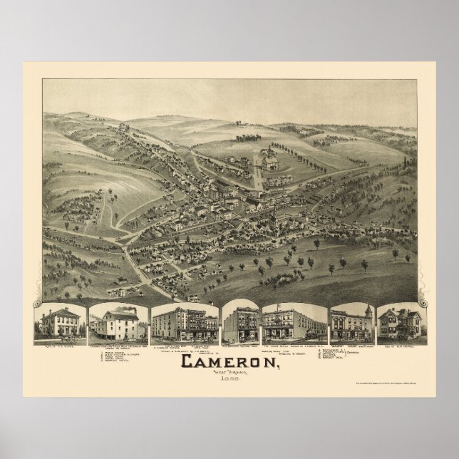 Cameron, WV Panoramic Karta - 1899 Poster (Framsidan)
