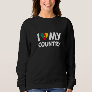Cameroon Flagga Heart I Kärlek My Land Afrika T Shirt